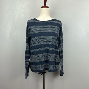 FAT FACE UK Blue Long Sleeve Linen Blend Top
